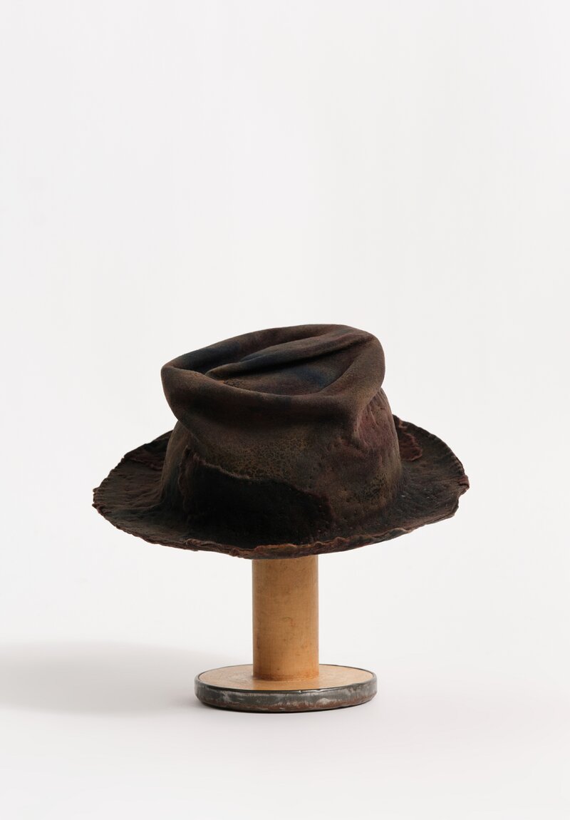 Horisaki Design & Handel One-of-a-Kind Hand-Dyed Rabbit Fur Felt Appliqué Hat