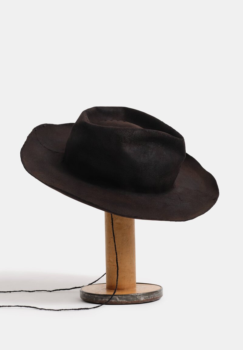 Horisaki Design & Handel Hard Burnt Beaver Fur Felt Stitched Detail Hat