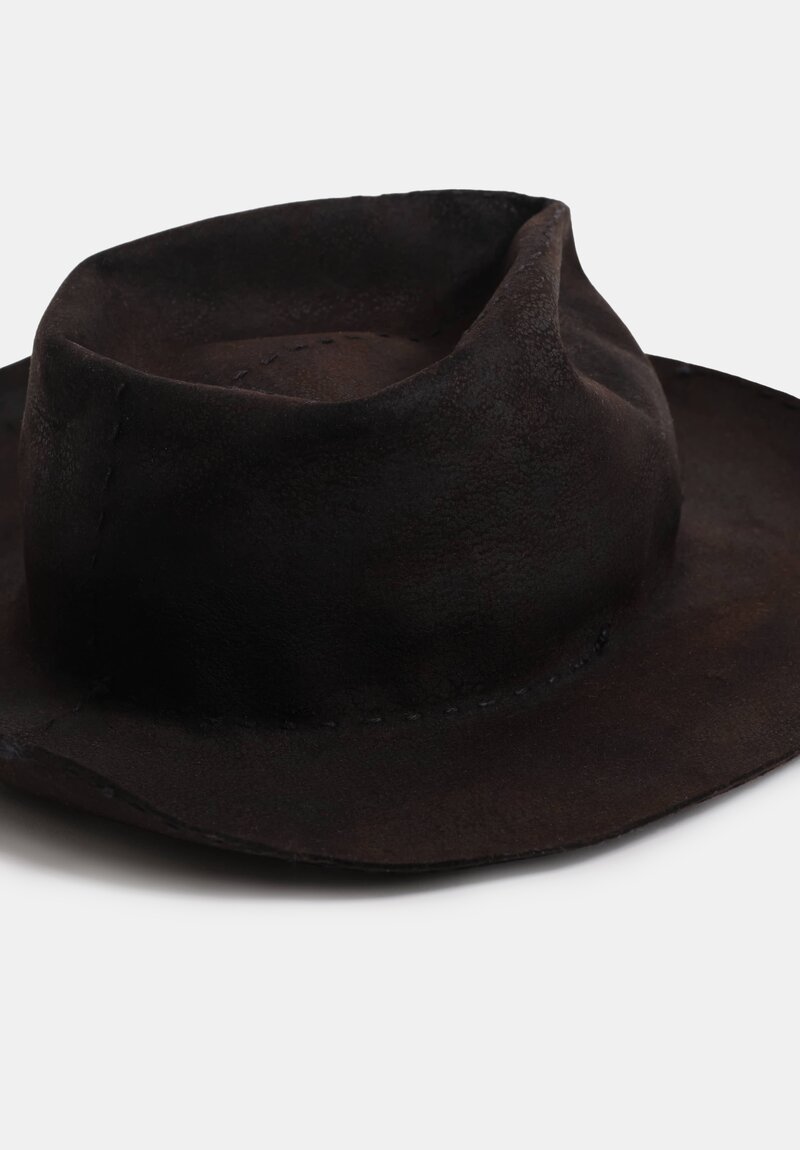 Horisaki Design & Handel Hard Burnt Beaver Fur Felt Stitched Detail Hat