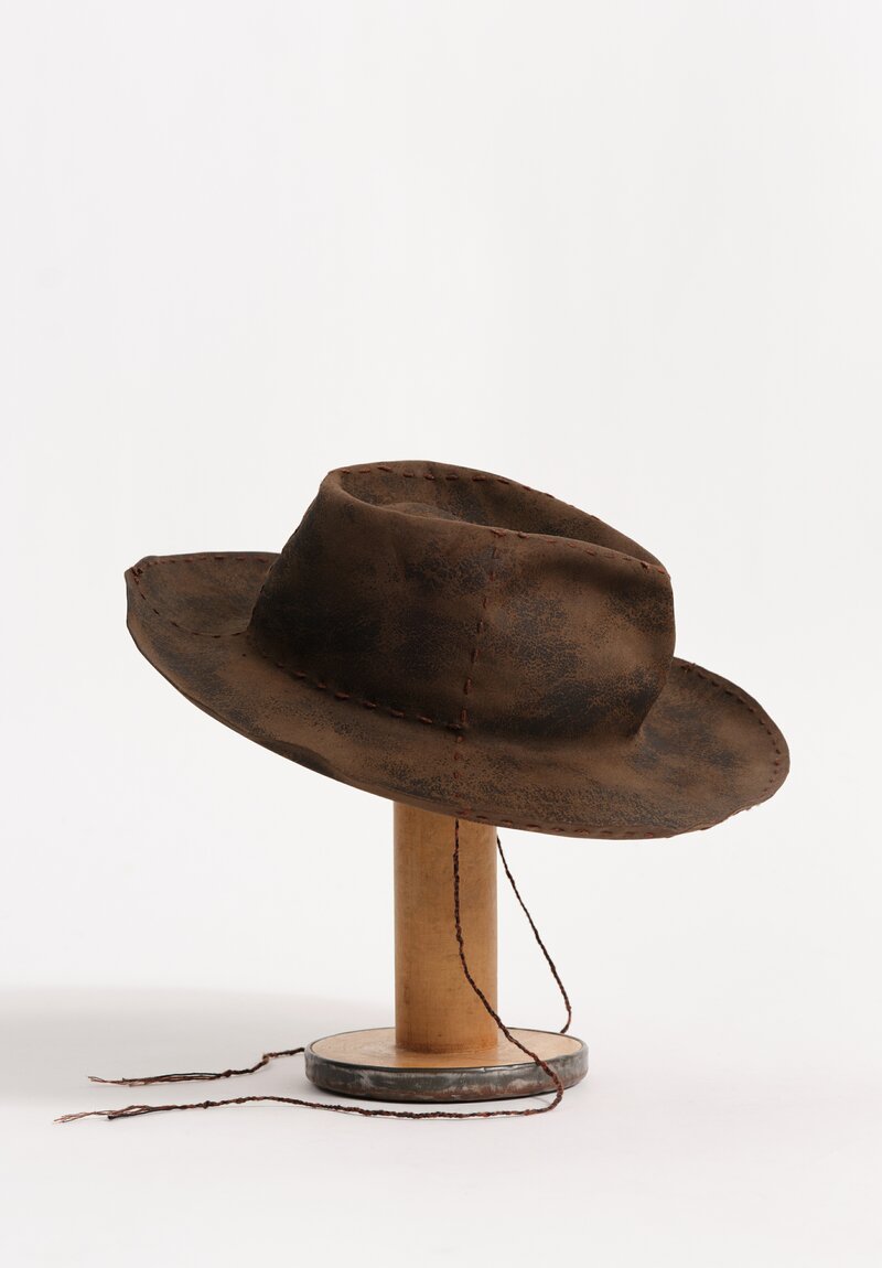 Horisaki Design & Handel Hard Burnt Beaver Fur Felt Stitched Detail Hat