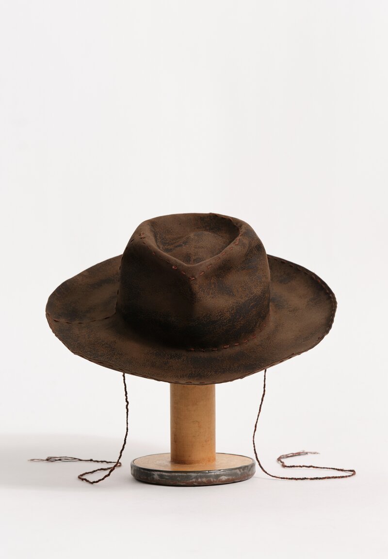 Horisaki Design & Handel Hard Burnt Beaver Fur Felt Stitched Detail Hat