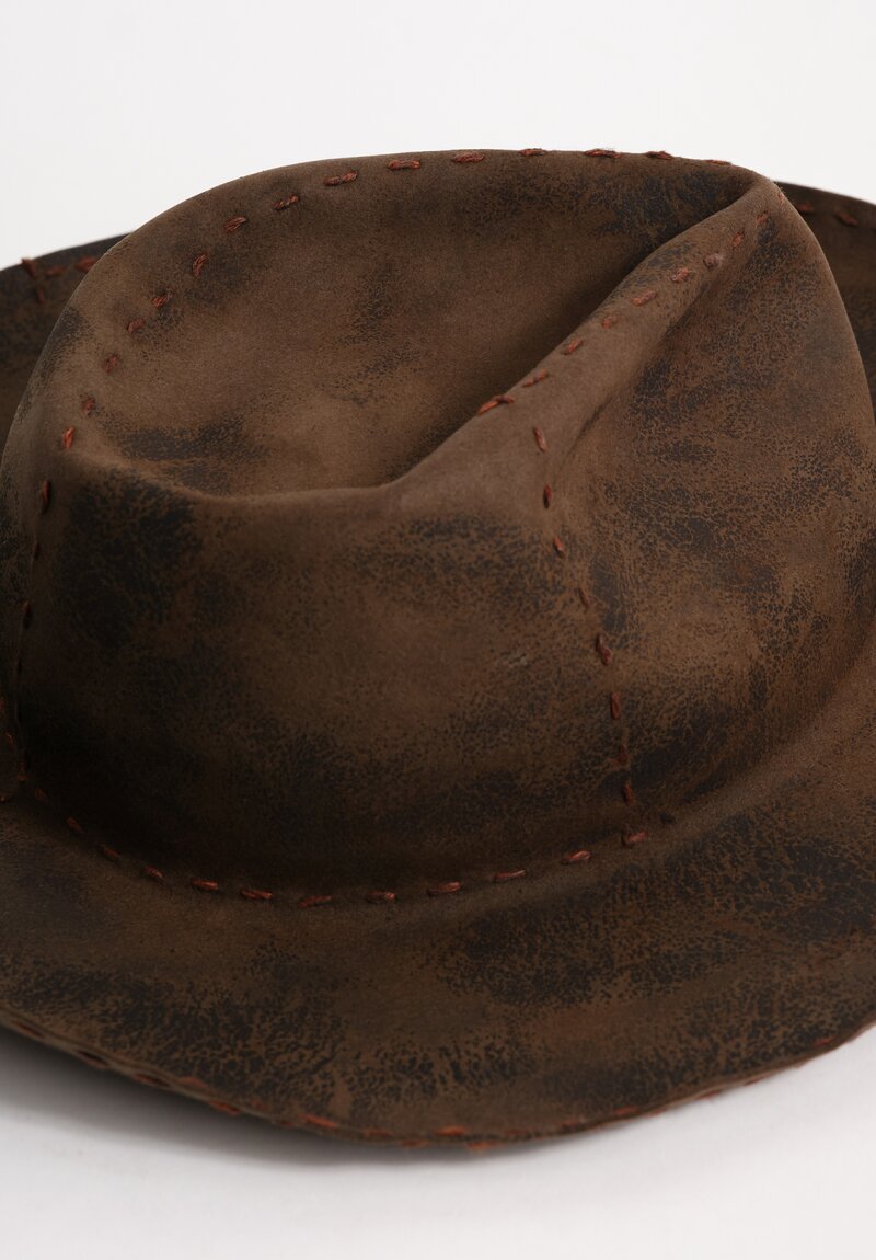 Horisaki Design & Handel Hard Burnt Beaver Fur Felt Stitched Detail Hat