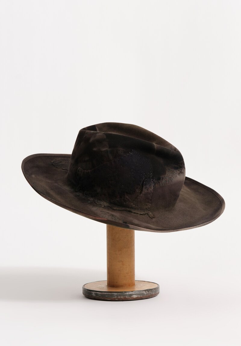 Horisaki Design & Handel Hand-Dyed Beaver Fur Felt Stitched Patchwork Hat