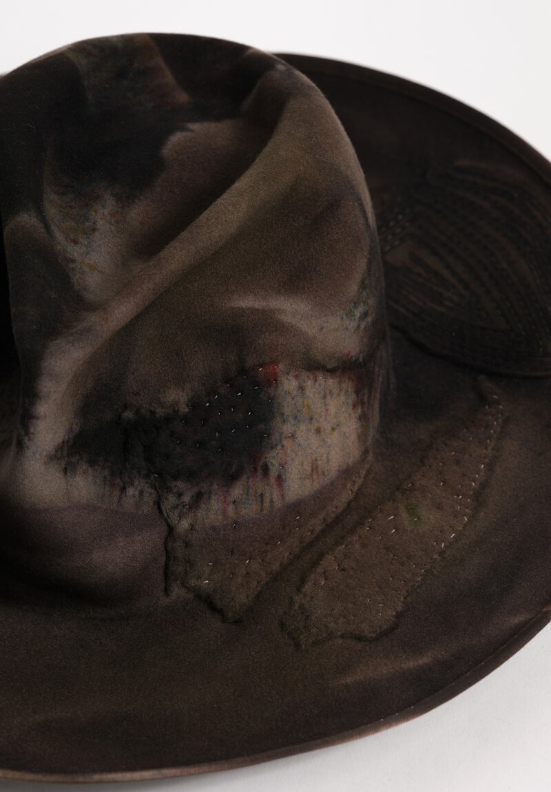 Horisaki Design & Handel Hand-Dyed Beaver Fur Felt Stitched Patchwork Hat
