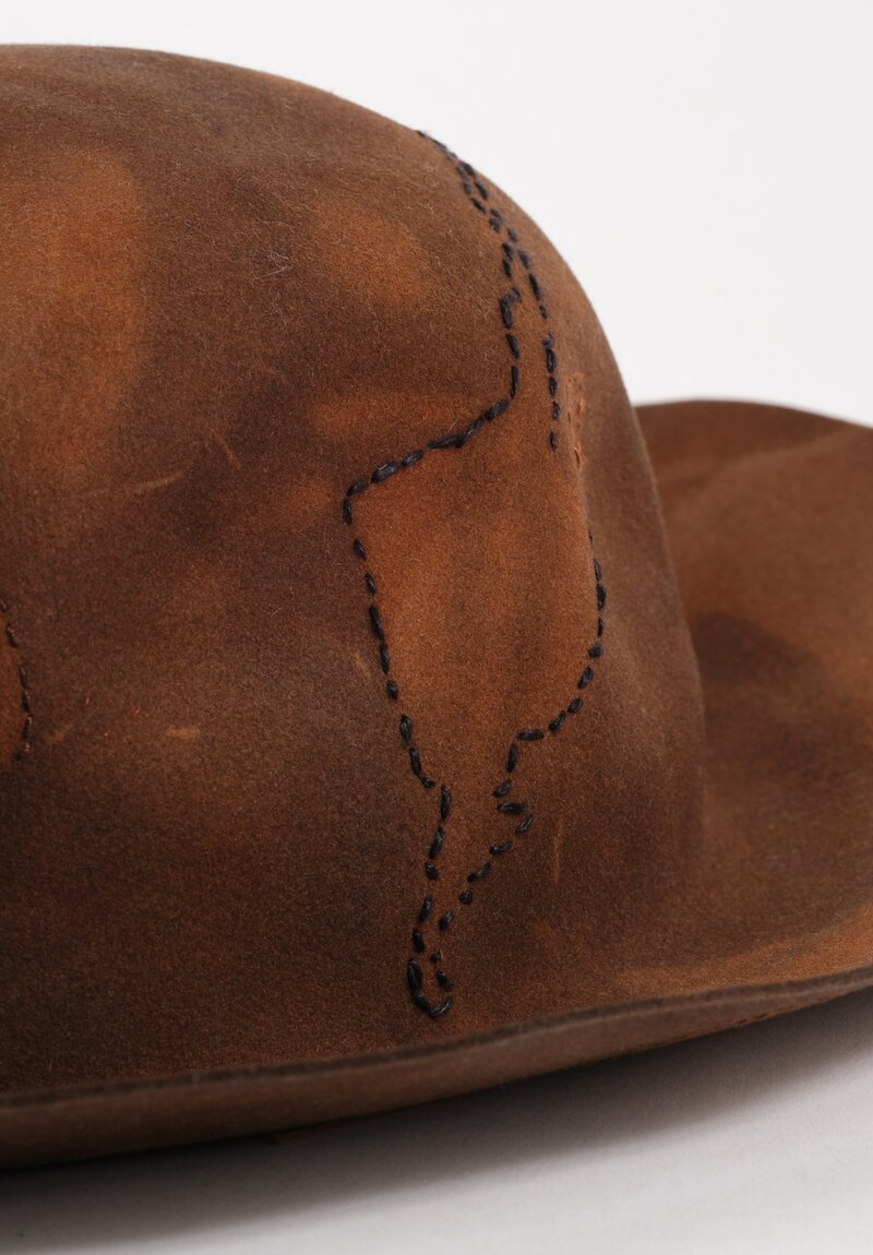 Horisaki Design & Handel Hand-Dyed Beaver Fur Felt Stitched Detail Hat