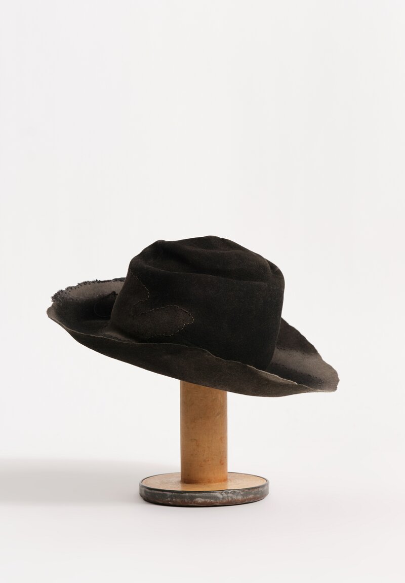 Horisaki Design & Handel Hand-Dyed Rabbit Fur Felt Wide Upturned Brim Hat