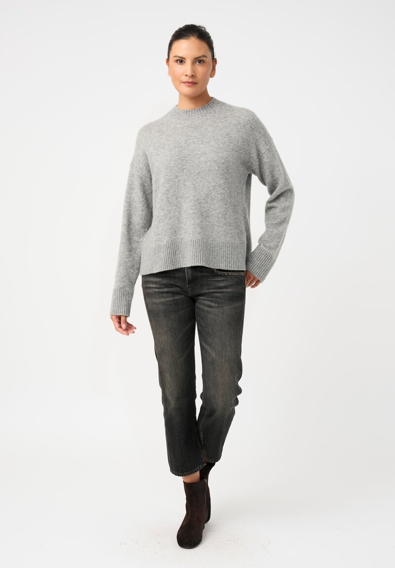Alanui Knit Cashmere Silk Ribbed Trim Finest Sweater in Grey