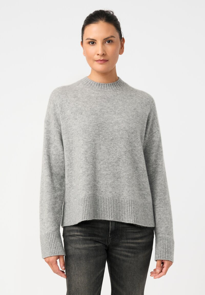 Alanui Knit Cashmere Silk Ribbed Trim Finest Sweater in Grey