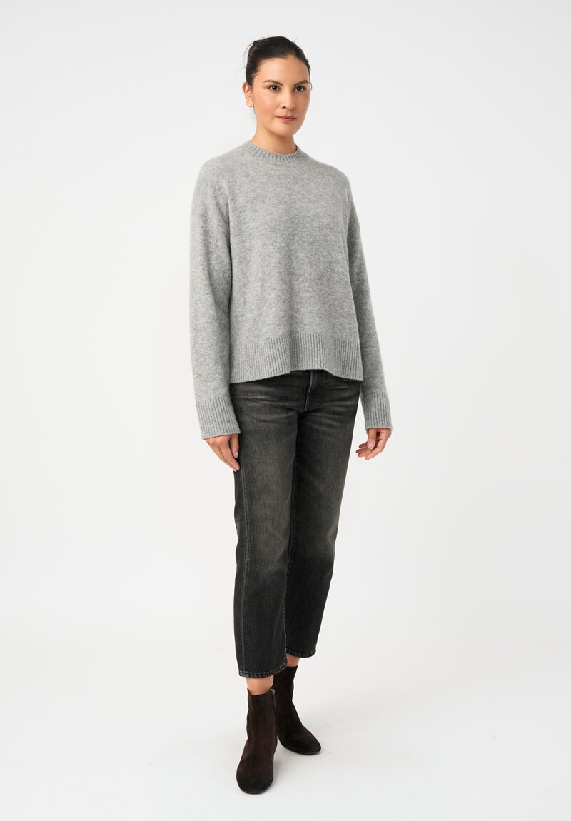 Alanui Knit Cashmere Silk Ribbed Trim Finest Sweater in Grey