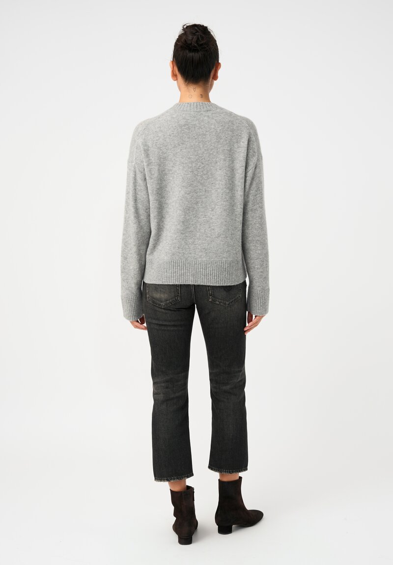 Alanui Knit Cashmere Silk Ribbed Trim Finest Sweater in Grey