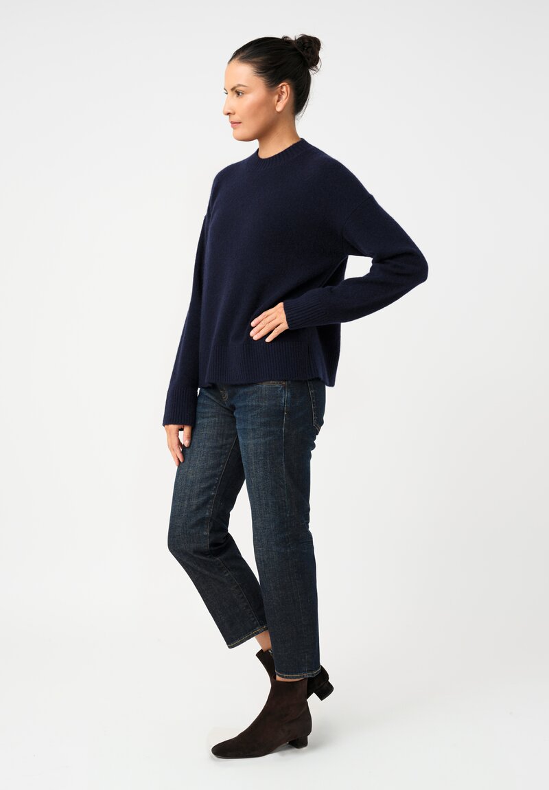 Alanui Knit Cashmere Silk Ribbed Trim Finest Sweater in Black