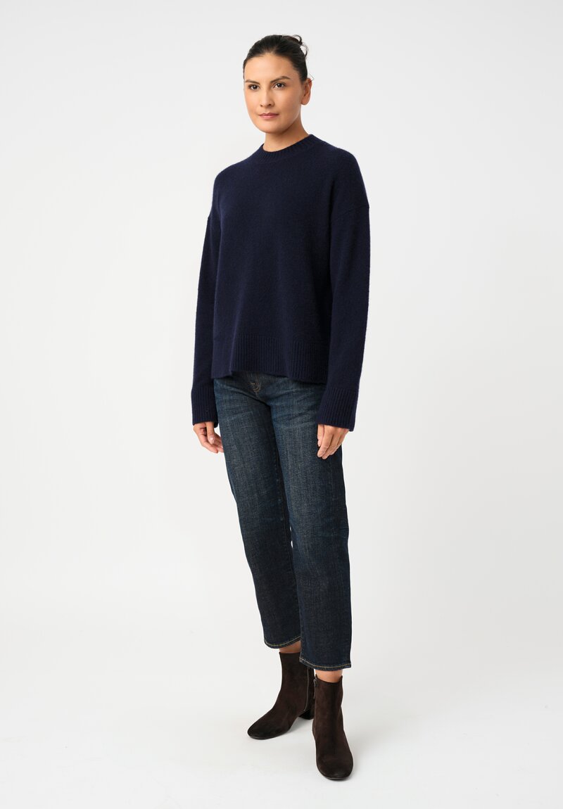 Alanui Knit Cashmere Silk Ribbed Trim Finest Sweater in Black