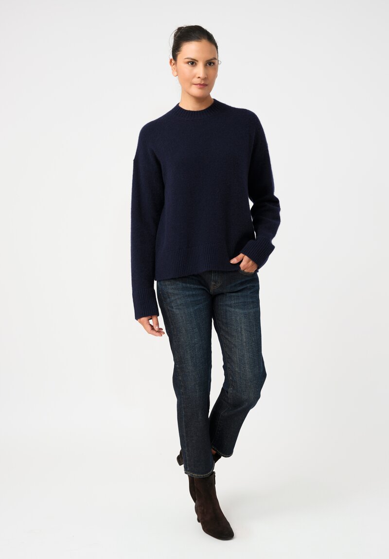 Alanui Knit Cashmere Silk Ribbed Trim Finest Sweater in Black