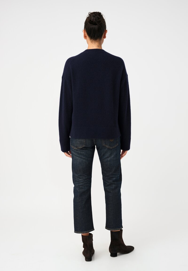 Alanui Knit Cashmere Silk Ribbed Trim Finest Sweater in Black