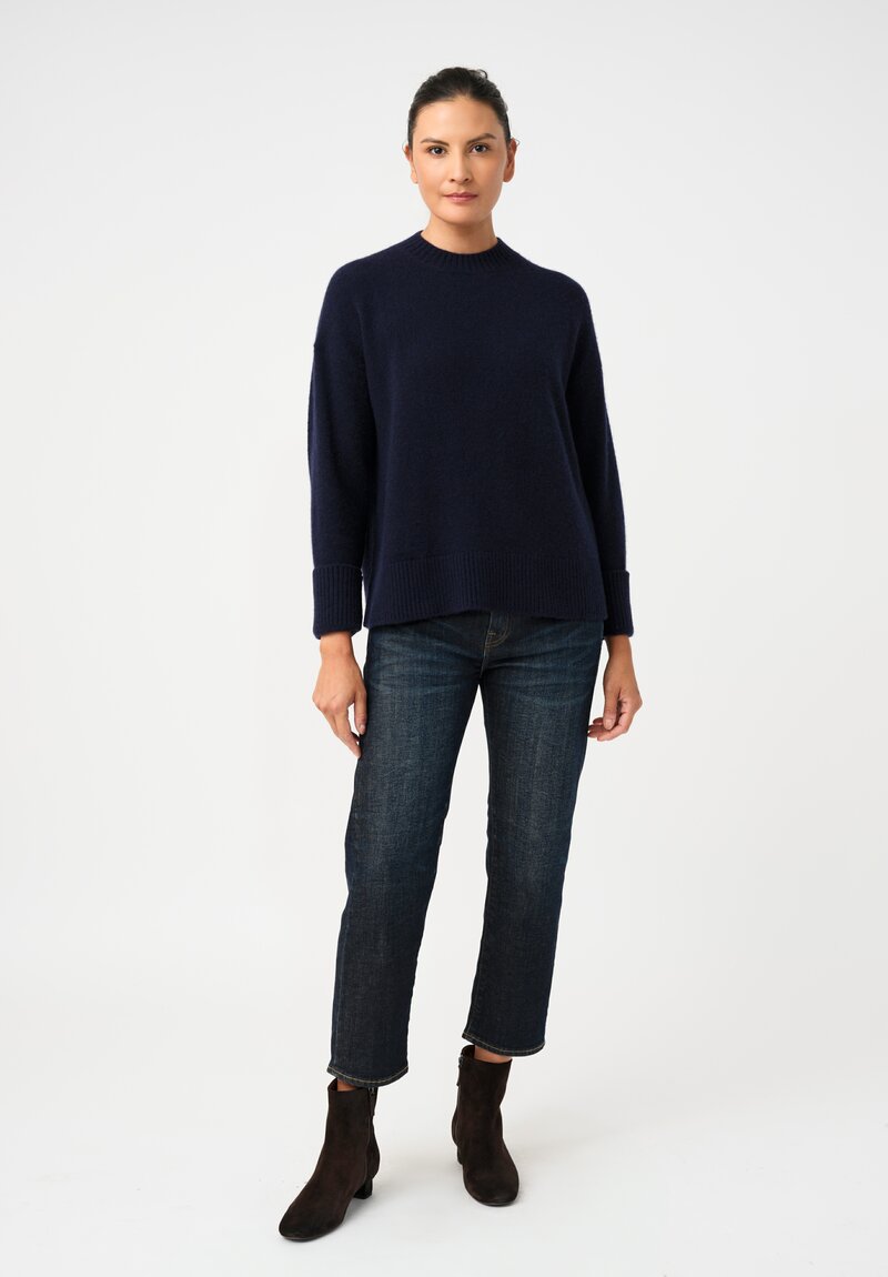 Alanui Knit Cashmere Silk Ribbed Trim Finest Sweater in Black