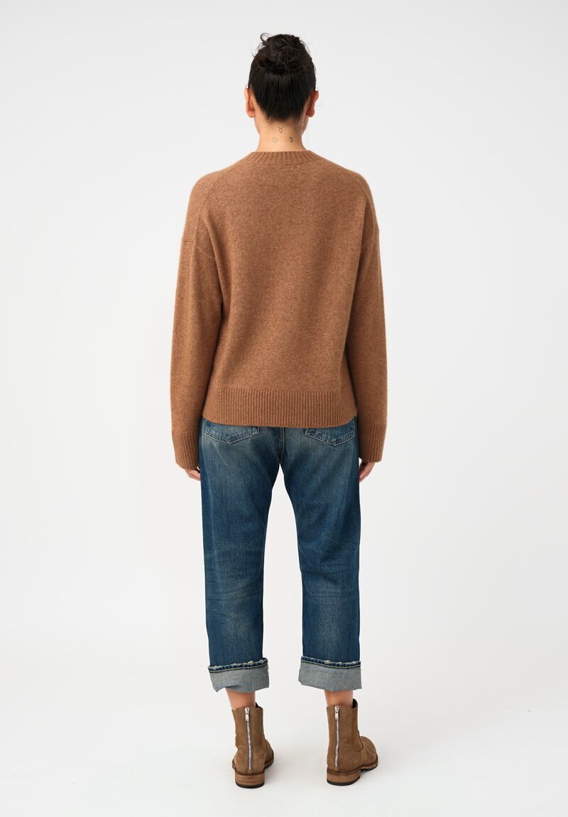 Alanui Knit Cashmere Silk Ribbed Trim Finest Sweater in Brown