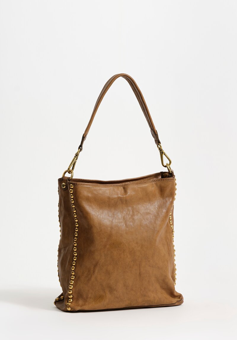 Campomaggi Leather Lisa Studded Satchel Bag in Military Green