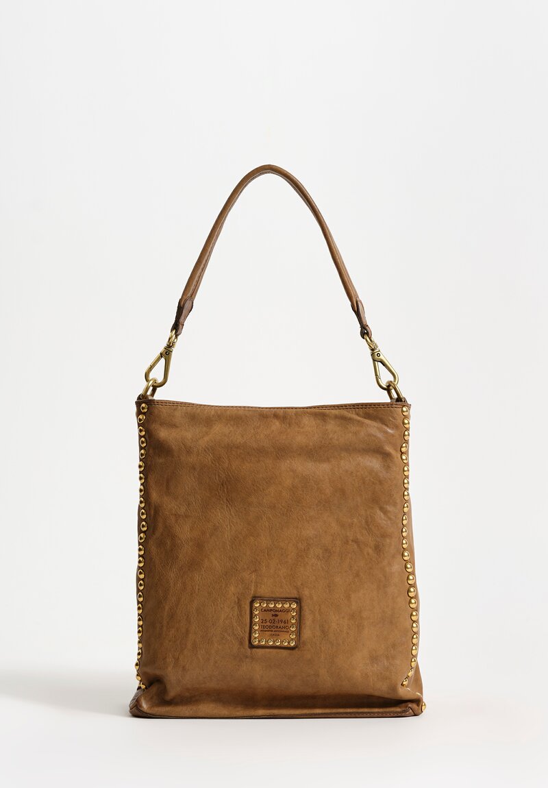 Campomaggi Leather Lisa Studded Satchel Bag in Military Green