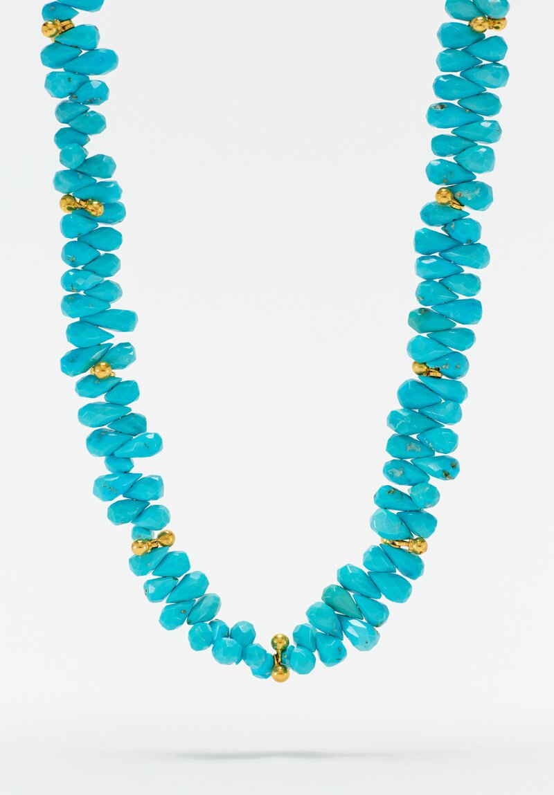 Greig Porter 18K Bulbs & Briolette Cut Sleeping Beauty Turquoise Necklace 18"