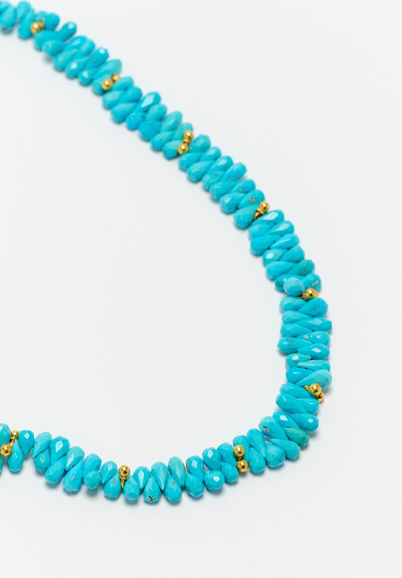 Greig Porter 18K Bulbs & Briolette Cut Sleeping Beauty Turquoise Necklace 18"