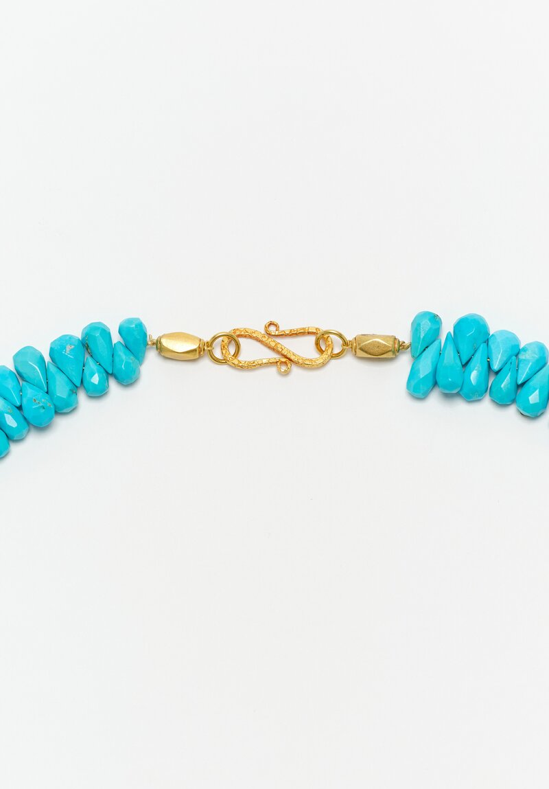 Greig Porter 18K Bulbs & Briolette Cut Sleeping Beauty Turquoise Necklace 18"