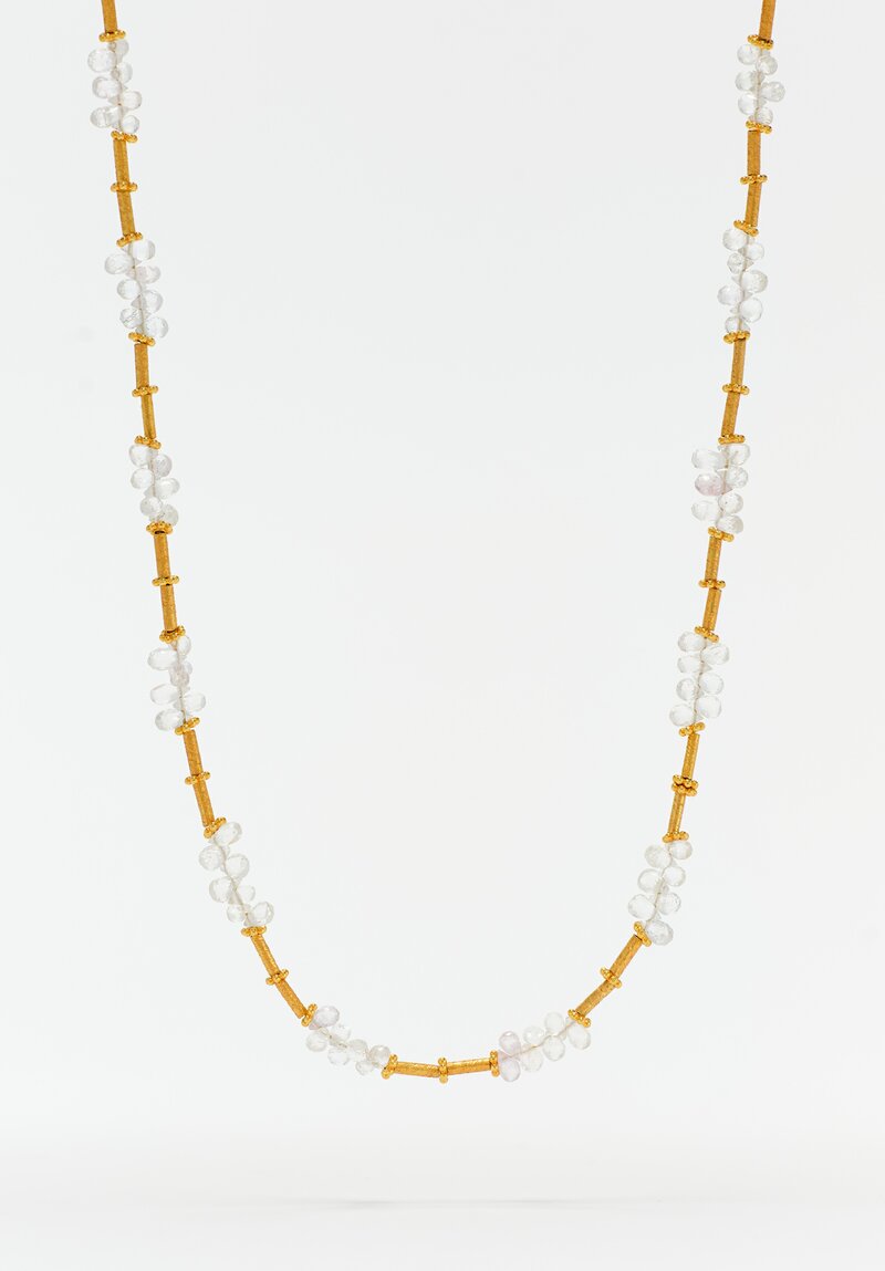 Greig Porter 18K Starburst Cylinder & Briolette Cut Moonstone Necklace 16.75"