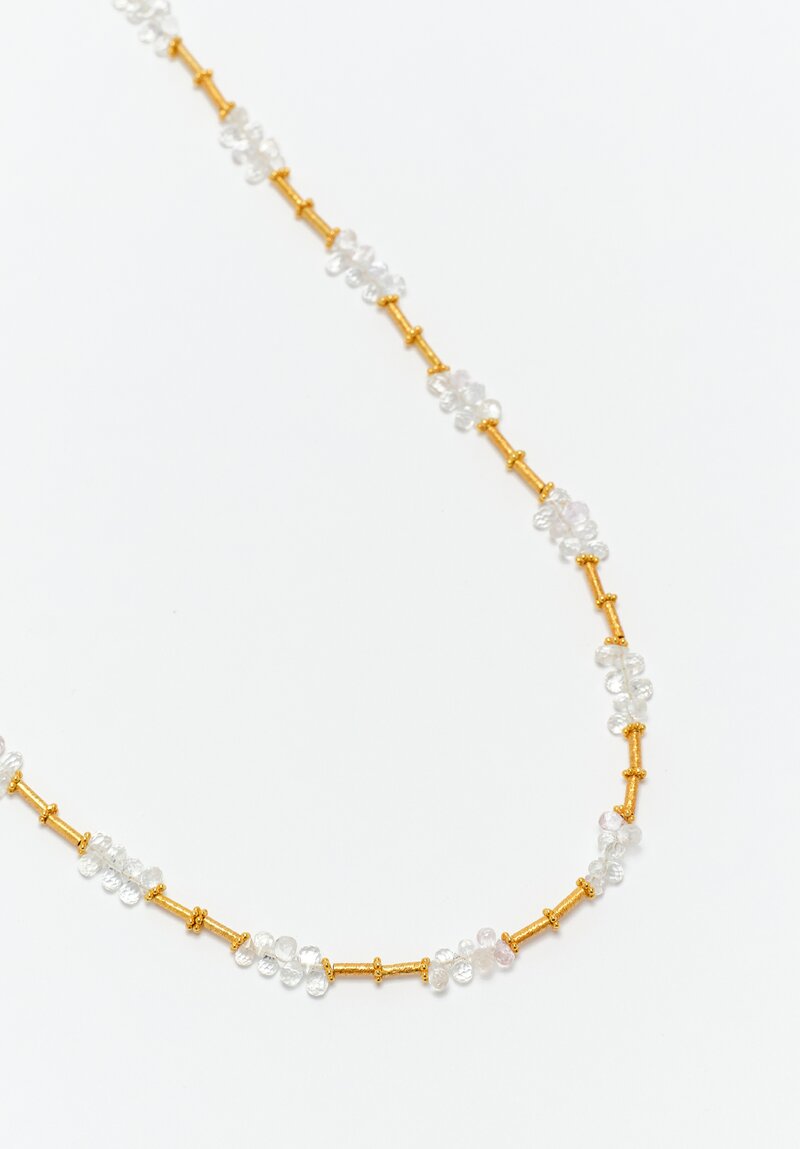 Greig Porter 18K Starburst Cylinder & Briolette Cut Moonstone Necklace 16.75"