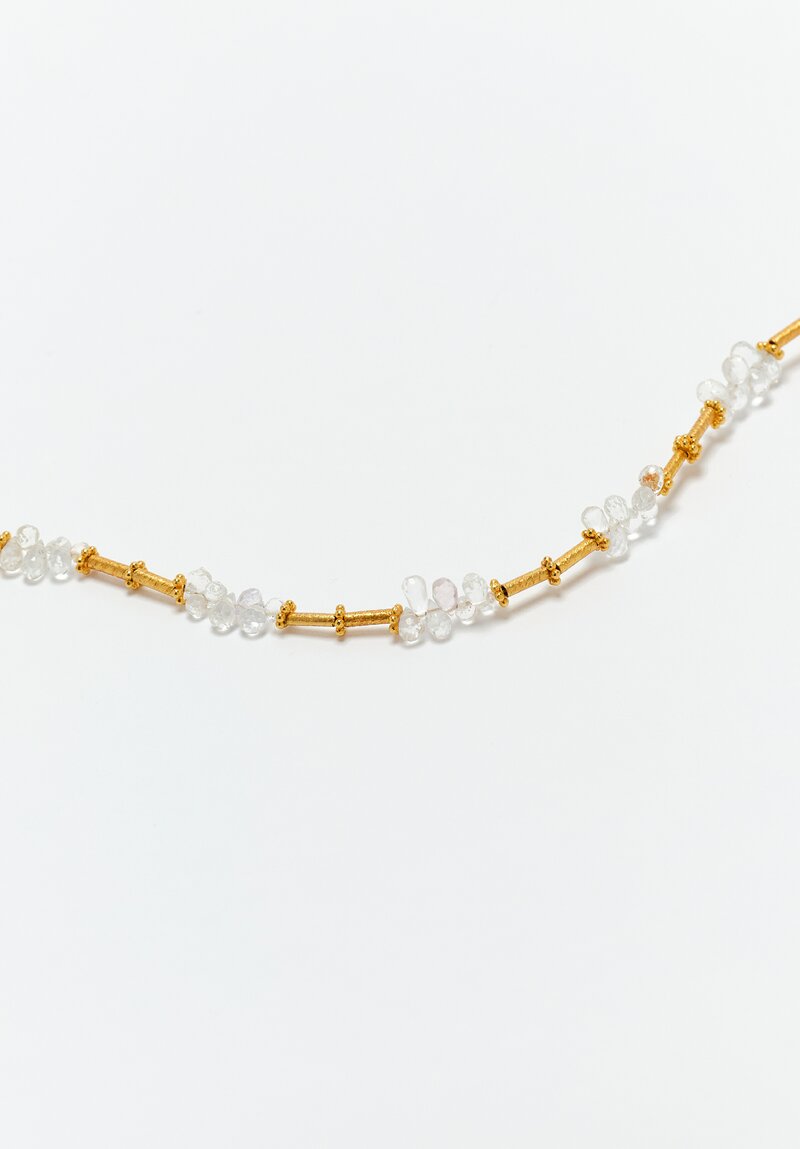 Greig Porter 18K Starburst Cylinder & Briolette Cut Moonstone Necklace 16.75"