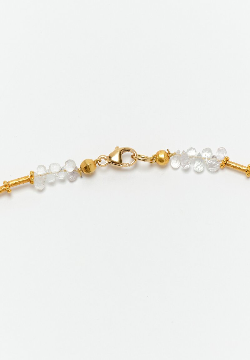 Greig Porter 18K Starburst Cylinder & Briolette Cut Moonstone Necklace 16.75"