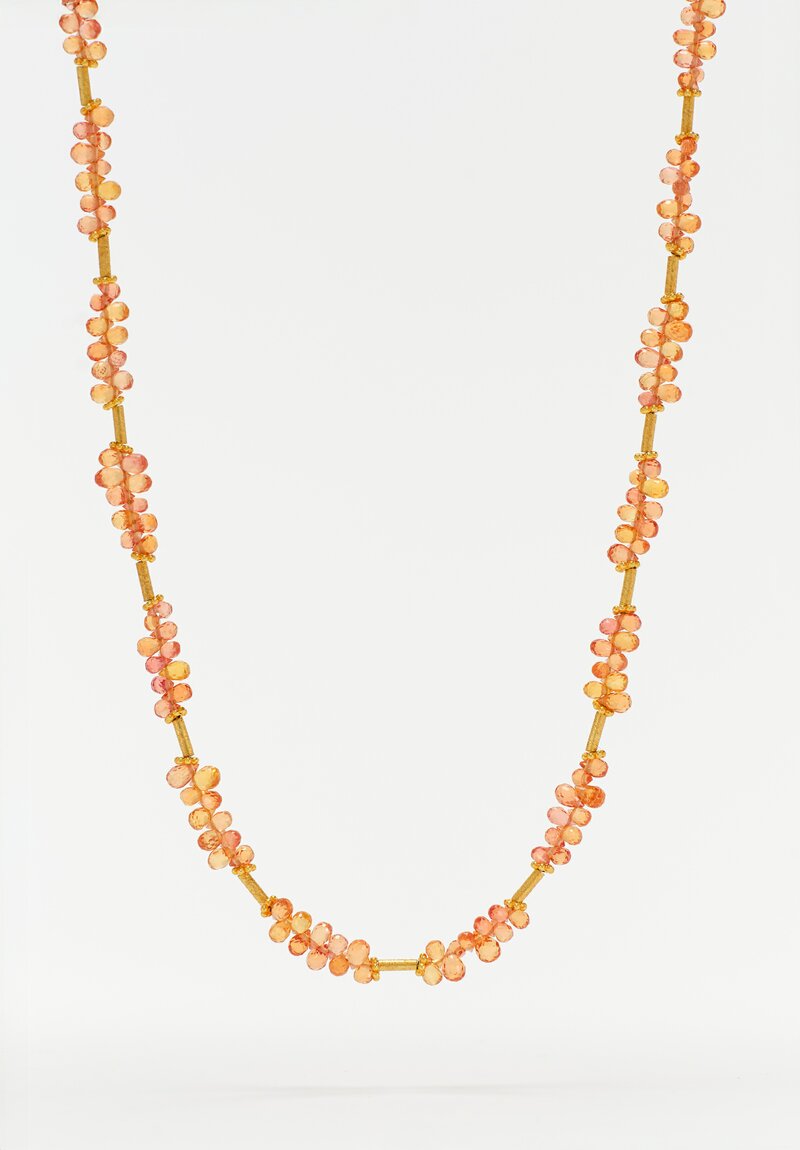 Greig Porter 18K Starburst Cylinder & Briolette Cut Orange Sapphire Necklace 16.5"