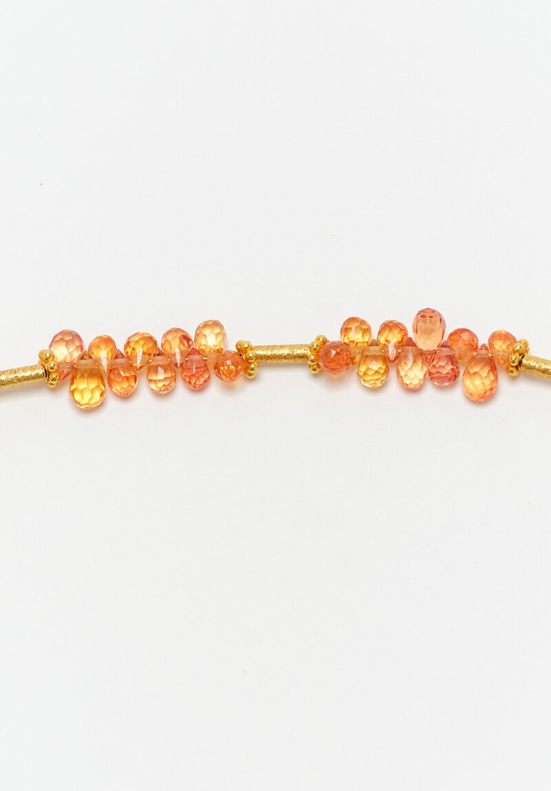 Greig Porter 18K Starburst Cylinder & Briolette Cut Orange Sapphire Necklace 16.5"