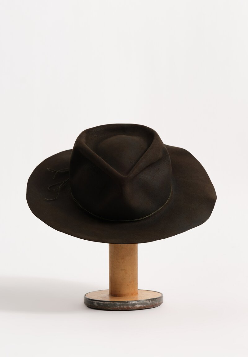 Horisaki Design & Handel Hard Burnt Beaver Fur Felt Stitched Detail Hat