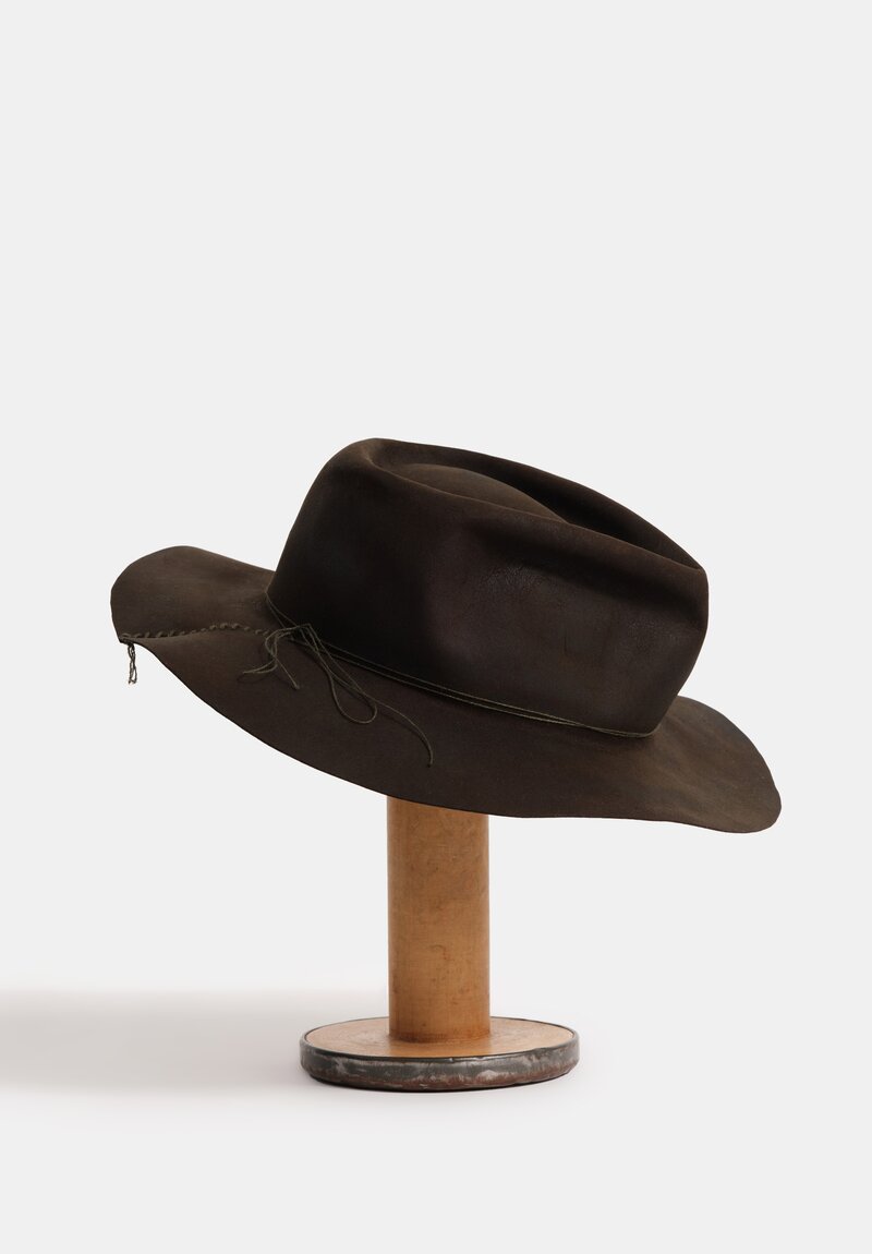 Horisaki Design & Handel Hard Burnt Beaver Fur Felt Stitched Detail Hat