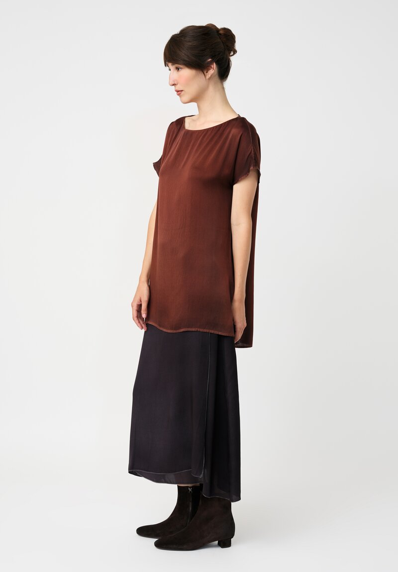 Avant Toi Silk Cap Sleeve Top in Nero & Brownie Brown