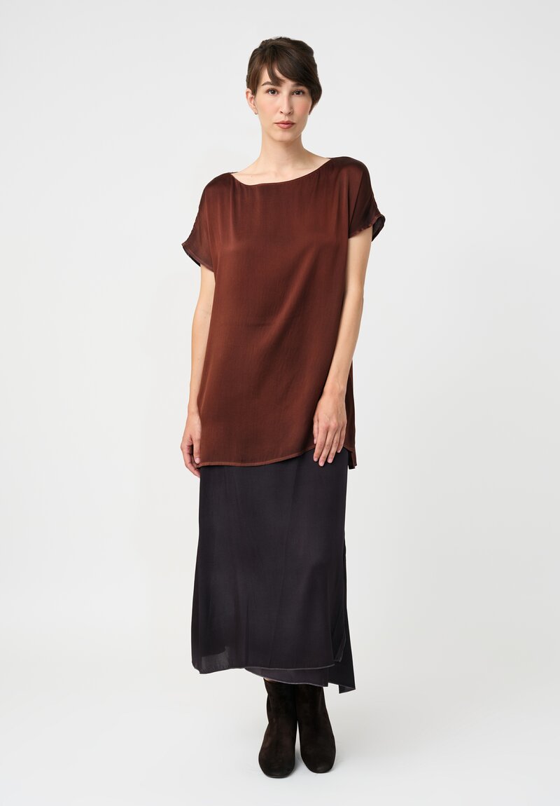 Avant Toi Silk Cap Sleeve Top in Nero & Brownie Brown