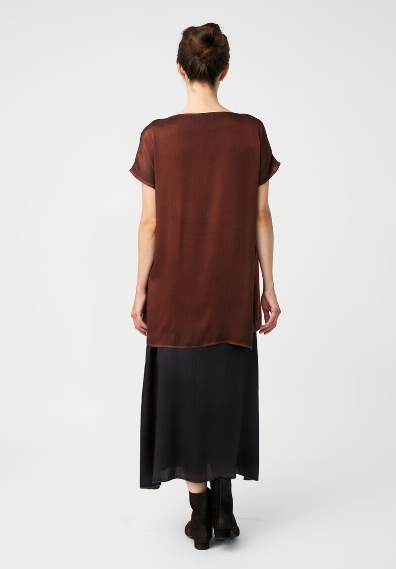 Avant Toi Silk Cap Sleeve Top in Nero & Brownie Brown