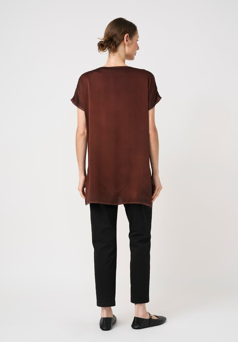 Avant Toi Silk Cap Sleeve Top in Nero & Brownie Brown