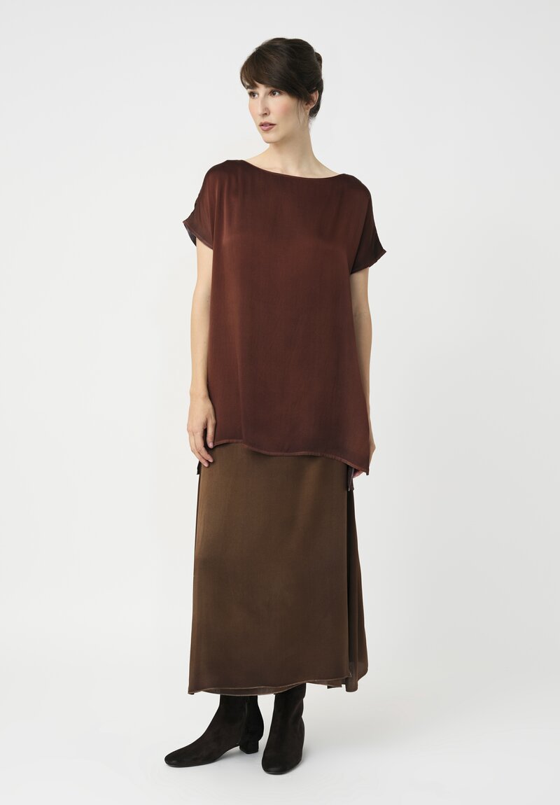 Avant Toi Silk Wrap Skirt in Nero & Sughero Brown