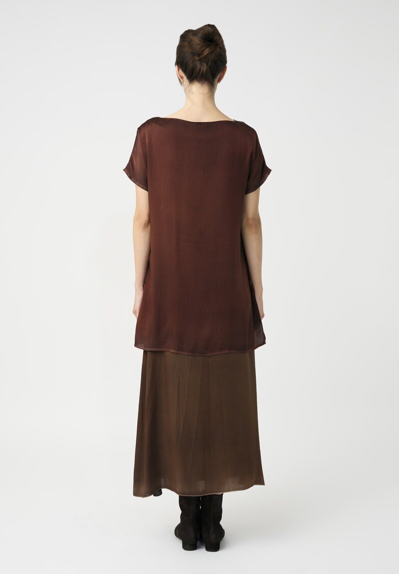 Avant Toi Silk Wrap Skirt in Nero & Sughero Brown