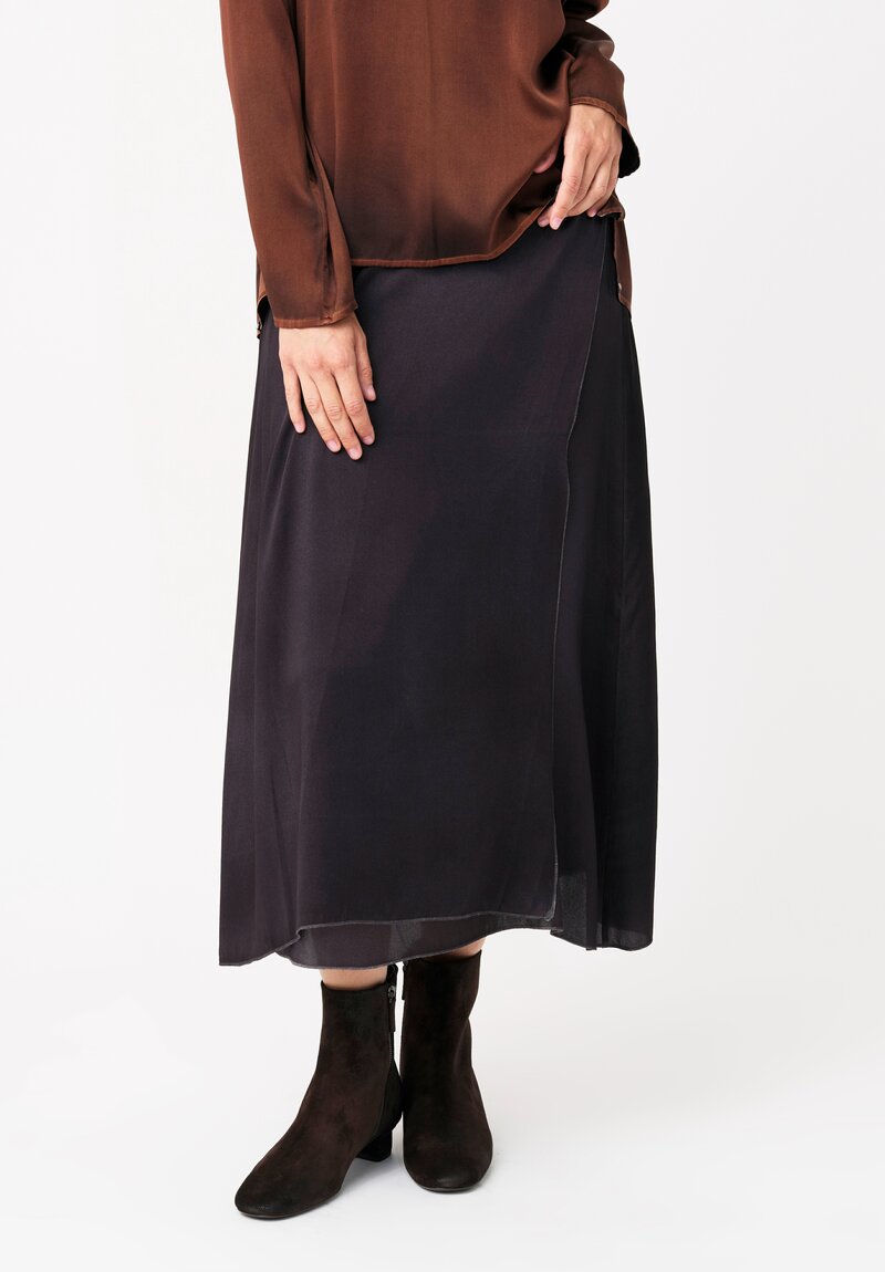 Avant Toi Silk Wrap Skirt in Nero Black