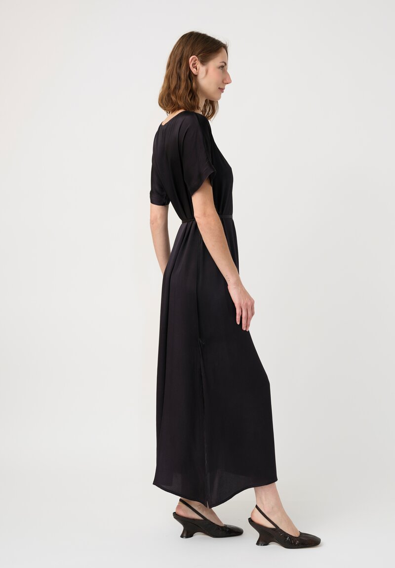 Avant Toi Silk Barchetta Dress in Nero Black