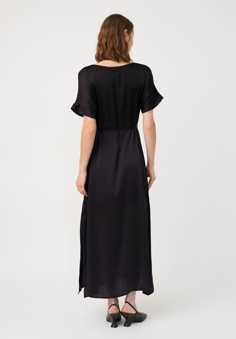 Avant Toi Silk Barchetta Dress in Nero Black
