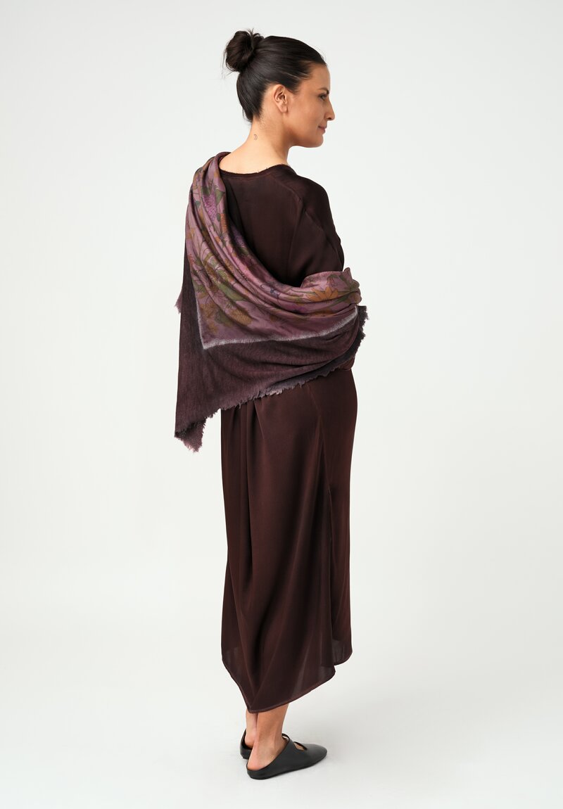 Avant Toi Silk V-Neck Kaftan Dress in Nero & Moro Brown