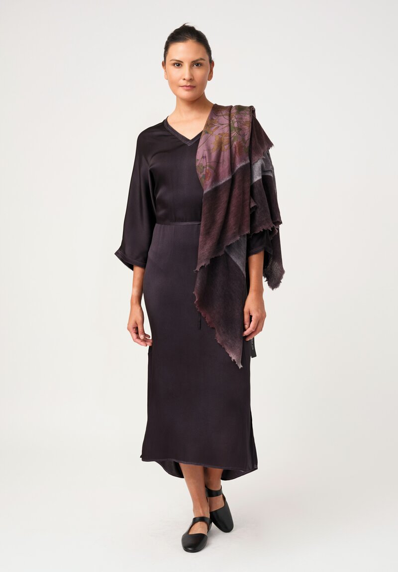 Avant Toi Silk V-Neck Kaftan Dress in Nero Black
