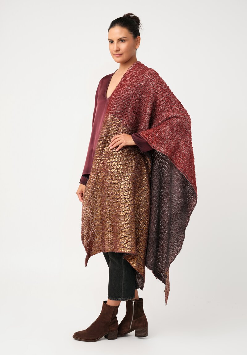 Avant Toi Silk & Cashmere Hand-Painted Pelliccia Scarf in Nero & Fuoco Red