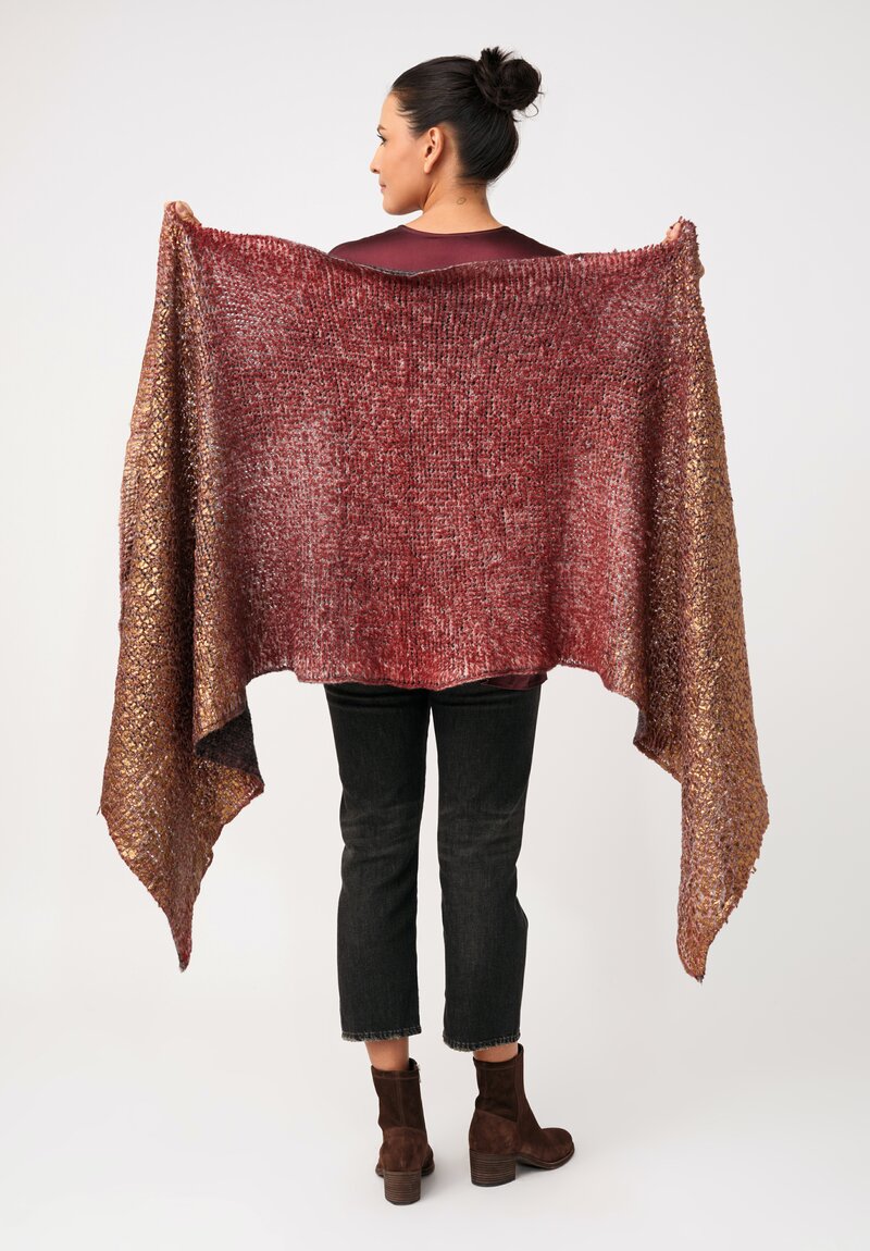 Avant Toi Silk & Cashmere Hand-Painted Pelliccia Scarf in Nero & Fuoco Red