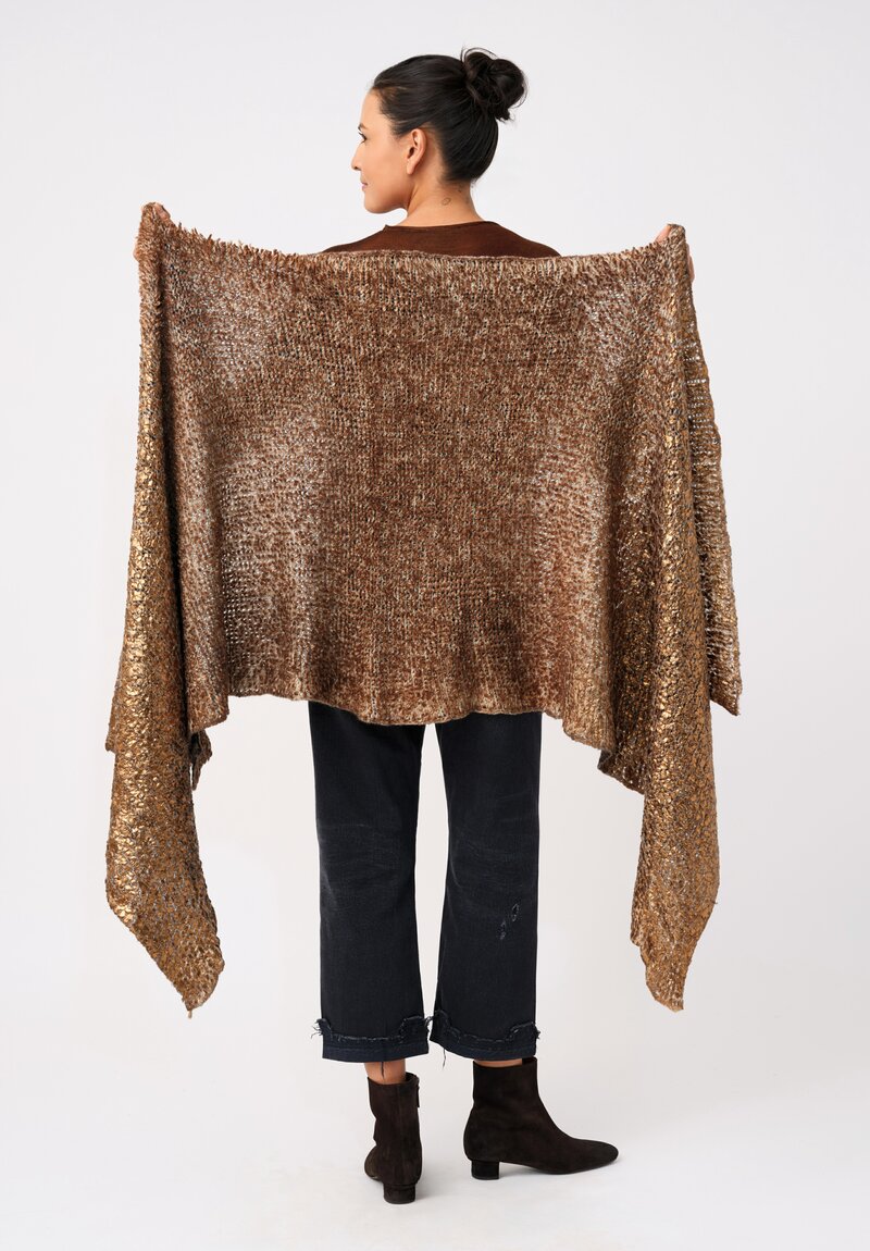 Avant Toi Silk & Cashmere Hand-Painted Pelliccia Scarf in Nero & Antilope Brown