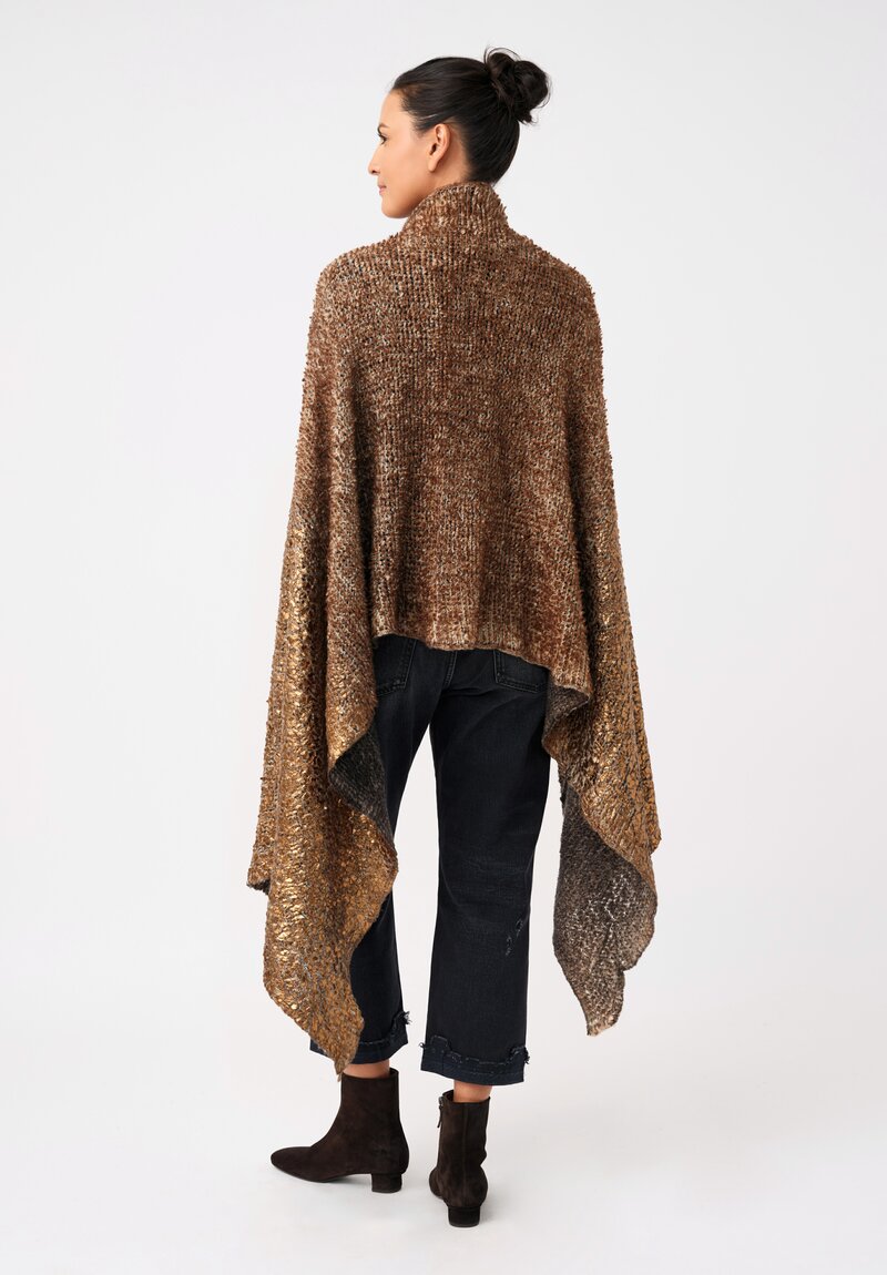 Avant Toi Silk & Cashmere Hand-Painted Pelliccia Scarf in Nero & Antilope Brown