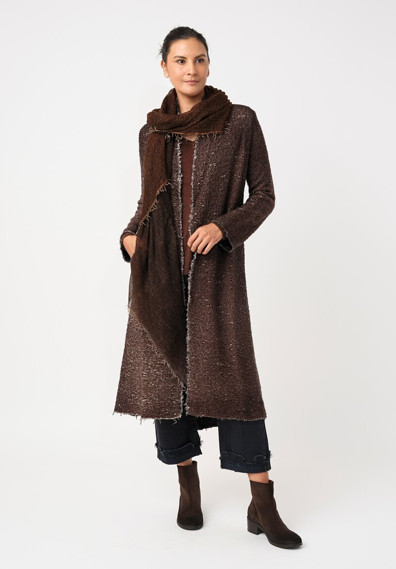 Avant Toi Cashmere & Vintage Silk One-of-a-Kind V-Neck Sweater in Brownie Brown Loops