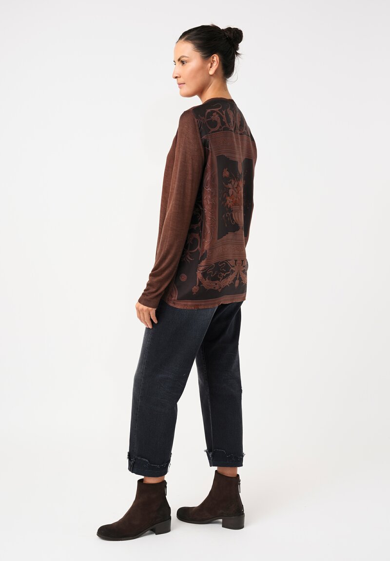 Avant Toi Cashmere & Vintage Silk One-of-a-Kind V-Neck Sweater in Brownie Brown Frama